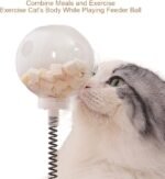 Marchul Cat Ball Toy with Treat Ball, Cat Treat Dispenser Toy with Roller Track Ball, Interactive Cat Toys Wooden for Indoor Cats Kitten, Cat Food Toy Automatic Slow Feeder Ball - Image 5