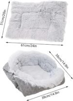 Dual use 20.5 * 23.6" Cat Beds for Indoor Cats,Soft Plush Cat Bed with Button,Cat Sleeping Bed,Calming Dog Bed,Pet Bed Mat Blanket,Cat Bed Mat,Calming Cat Bed (Gray) - Image 3