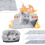 Dual use 20.5 * 23.6" Cat Beds for Indoor Cats,Soft Plush Cat Bed with Button,Cat Sleeping Bed,Calming Dog Bed,Pet Bed Mat Blanket,Cat Bed Mat,Calming Cat Bed (Gray) - Image 5