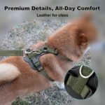 Plutus Pet Adjustable No Pull Dog Harness with Leather Accents, Heavy Duty Reflective Nylon Vest for Training, Hiking, Easy Walk Harness for Small, Medium, Large Dogs (Ranger Green, M) - Image 3