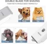 Dog Clippers Pet Hair Trimmer Low Noise Washable USB Rechargeable Cordless Dog Grooming Kit with Wide & Narrow Blade,Electric Pet Feet Hair Trimmer for Cats Dogs (White) - Image 3