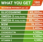 Glucosamine Treats for Dogs - Joint Supplement w/Omega-3 Fish Oil - Chondroitin, MSM - Advanced Mobility Chews - Hip & Joint - Chicken - 180 Ct - Made in USA - Image 6