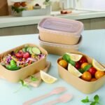 50 Pack 25oz Disposable Kraft Paper Bowls with Lids, Rectangle Paper Food Containers with Lids, Salad Bowls for Hot/Cold Food, Soup, Meal Prep, Ice Cream, Takeout, Party Supplies(750ml) - Image 5