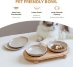 Raised Ceramics Wide Whisker Friendly Cat Dishes, Food& Water Bowl with 2 Style Stand Adjustable Anti-Choking Raised Pet Bowl Set, Anti Whisker Fatigue(2Dish+2Shallow Dish+Stand - Image 6