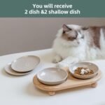 Raised Ceramics Wide Whisker Friendly Cat Dishes, Food& Water Bowl with 2 Style Stand Adjustable Anti-Choking Raised Pet Bowl Set, Anti Whisker Fatigue(2Dish+2Shallow Dish+Stand - Image 7