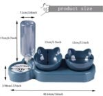 3 in 1 Cat Food and Water Bowl Set, Triple Cat Bowls, Cat Bowls with Stand and Automatic Water Bottle, 15°Tilted Raised Double with Dispenser, Dog Food Feeder, Pet Food Dishes - Image 3