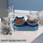 3 in 1 Cat Food and Water Bowl Set, Triple Cat Bowls, Cat Bowls with Stand and Automatic Water Bottle, 15°Tilted Raised Double with Dispenser, Dog Food Feeder, Pet Food Dishes - Image 8