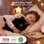 Cute Black Cat Plush Pillow, Kawaii Plushies Black Cat Stuffed Animals, Squishy Plushies, Cuddle Plush Pillow for Kids & Girls (20 Inch) - Image 3