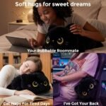 Cute Black Cat Plush Pillow, Kawaii Plushies Black Cat Stuffed Animals, Squishy Plushies, Cuddle Plush Pillow for Kids & Girls (20 Inch) - Image 4