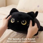 Cute Black Cat Plush Pillow, Kawaii Plushies Black Cat Stuffed Animals, Squishy Plushies, Cuddle Plush Pillow for Kids & Girls (20 Inch) - Image 5