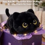Cute Black Cat Plush Pillow, Kawaii Plushies Black Cat Stuffed Animals, Squishy Plushies, Cuddle Plush Pillow for Kids & Girls (20 Inch) - Image 9