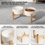 Elevated Ceramic Dog Bowl Set - Raised Dog Bowls with Non-Slip Bamboo Stand - Dog Food and Water Bowl Set - Double Dog Feeding Bowls - Suitable for Small and Medium Dogs - 28.74 OZ - 3.6 CUPS - 850 ML - Image 4