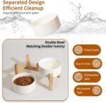 Elevated Ceramic Dog Bowl Set - Raised Dog Bowls with Non-Slip Bamboo Stand - Dog Food and Water Bowl Set - Double Dog Feeding Bowls - Suitable for Small and Medium Dogs - 28.74 OZ - 3.6 CUPS - 850 ML - Image 6