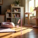 Pink Cat Teaser Wand with Plush Ball, Elastic Rope with Star Pendant, Handmade Interactive Kitten Tool - Image 6