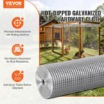 VEVOR Hardware Cloth, 1/2 inch 36in x 100 ft 19 Gauge, Hot Dipped Galvanized Wire Mesh Roll, Chicken Wire Fencing, Wire Mesh for Rabbit Cages, Garden, Small Rodents - Image 3