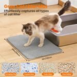 Cat Litter Mat, 60x45cm Large Honeycomb Double Layer Cat Litter Mat Trapper, Non Slip Waterproof Urine Proof Cat Litter Box Mat for Floor, Cat Supplies and Essentials, Grey - Image 3