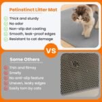 Cat Litter Mat, 60x45cm Large Honeycomb Double Layer Cat Litter Mat Trapper, Non Slip Waterproof Urine Proof Cat Litter Box Mat for Floor, Cat Supplies and Essentials, Grey - Image 4