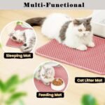 HCY&WLD Cat Litter Mat, Honeycomb Double Layer Cat Litter Trapping Mat, Waterproof Urine Proof Non-Slip, Scatter Control, Less Waste, Easier to Clean (Pink, 30" X 22") - Image 7