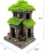 M2cbridge Aquarium Decorations Fish Hideout House Betta Cave with Green Lifelike Moss (Style 3) - Image 4