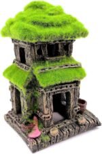 M2cbridge Aquarium Decorations Fish Hideout House Betta Cave with Green Lifelike Moss (Style 3) - Image 5