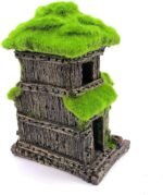 M2cbridge Aquarium Decorations Fish Hideout House Betta Cave with Green Lifelike Moss (Style 3) - Image 8
