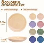 Ceramic Cat Food Bowl, Colorful Cat Bowls Whisker-Friendly, 5.9" Shallow Wide Kitten Plates, Easy to Clean Indoor Feeding Dishes - Image 3