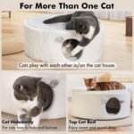 Cat Bed for Indoor Cats, Fluffy Large Enclosed Cat House Cave Pet Bed Hammock with Removable Washable Cover for Sleeping Cats, Kittens, Small Dog, Oval Hideaway - Image 3