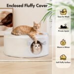 Cat Bed for Indoor Cats, Fluffy Large Enclosed Cat House Cave Pet Bed Hammock with Removable Washable Cover for Sleeping Cats, Kittens, Small Dog, Oval Hideaway - Image 6