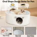 Cat Bed for Indoor Cats, Fluffy Large Enclosed Cat House Cave Pet Bed Hammock with Removable Washable Cover for Sleeping Cats, Kittens, Small Dog, Oval Hideaway - Image 7
