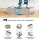 Stainless Steel Cat Litter Box with Lid 180° Flip-Top - XL Leak-Proof Metal Litter Box for High-Peeing Big Cats - Odour-Free Large Cat Litter Box with Scoop | Carbon Filters (Grey) - Image 7