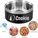 64OZ Personalized Dog Bowl Custom Laser Engraved Pet Name Non-Skid Double Wall Stainless Steel Insulated with Rubber Bottom Durable Pet Food Water Feeding Dishes-4 Sizes & Colors - Image 7