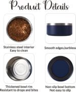 64OZ Personalized Dog Bowl Custom Laser Engraved Pet Name Non-Skid Double Wall Stainless Steel Insulated with Rubber Bottom Durable Pet Food Water Feeding Dishes-4 Sizes & Colors - Image 8