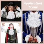 Victorian Lace Jabot Cuffs Set White Colonial Lace Jabot Cuffs Collars Victorian Steampunk Chiffon Neck - Image 6