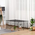 PawHut Pet Playpen Small Animal Cage, 16 Panels, Portable Metal Wire Fence with Door for Bunny, Guinea Pig, Chinchilla, Hedgehog, Each Panel Size 14" x 18" - Image 3