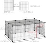 PawHut Pet Playpen Small Animal Cage, 16 Panels, Portable Metal Wire Fence with Door for Bunny, Guinea Pig, Chinchilla, Hedgehog, Each Panel Size 14" x 18" - Image 8