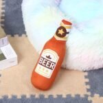 Squeak Dog Toy Soft Plush- Chew Beer-Bottle Shape Squeeze with Squeaker for Medium & Small Dog - Image 3