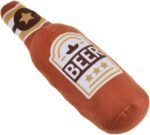 Squeak Dog Toy Soft Plush- Chew Beer-Bottle Shape Squeeze with Squeaker for Medium & Small Dog - Image 4