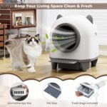 PETSITE Automatic Cat Litter Box, 80 L Self Cleaning Litter Box with Smart App Control and Safety Sensor, Low-Decibel Quiet Operation Litter Robot for Multiple Cats with Garbage Bags - Image 7