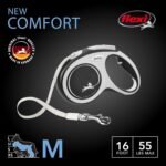 flexi New Comfort Medium Retractable Dog Leash Tape 16'/5m, Grey - Image 3