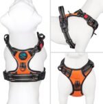 PHOEPET Reflective Dog Harness Large Breed Adjustable No Pull Vest with with Handle 2 Metal Rings 3 Buckles [Easy to Put on & Take Off](M, Orange) - Image 3