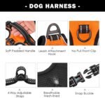 PHOEPET Reflective Dog Harness Large Breed Adjustable No Pull Vest with with Handle 2 Metal Rings 3 Buckles [Easy to Put on & Take Off](M, Orange) - Image 5