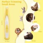 Dog Paw Trimmer, Low Noise 60dB Pet Hair Trimmer with LED Light and Cleaning Brush, Rechargeable Paw Hair Clippers for Dogs and Cats Trimming Around Paws Eyes Ears Face Rump (Yellow) - Image 4