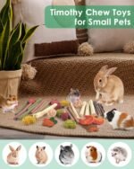 ERKOON 33 PCS Bunny Chew Toys for Teeth, from Various Natural Ingredients Such as Apple Wood, Carrots, and Timothy Grass, Suitable for Small Pets Such as Hamsters Totor Guinea Pigs etc - Image 5