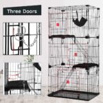 BestPet 3-Tier 67 Inch Cat Cage Enclosre Cat Crate Ferret Cage Cat Kennel Cat Playpen with Free Hammock 3 Cat Bed 3 Front Doors 2 Ramp Ladders Perching Shelves - Image 5