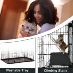 BestPet 3-Tier 67 Inch Cat Cage Enclosre Cat Crate Ferret Cage Cat Kennel Cat Playpen with Free Hammock 3 Cat Bed 3 Front Doors 2 Ramp Ladders Perching Shelves - Image 6