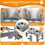 Elevated Dog Bowls for Large Dogs 5 Adjustable Heights 7.5"-15.4", 2 X-Large 10” Stainless Steel Bowls, Heavy Duty Raised Dog Bowl Stand Foldable Pet Feeder for Dogs Shoulder Height Over 15”, Grey - Image 7