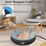 Heated Cat Bed for Indoor Cats, Round Indoor Heated Pet Bed with Timer & Temp Adjustable, 19" Donut Cat Heated Bed Cozy Electric Pet Heating Pad with Chew Resistant Cord for Kitten Cat. - Image 3