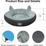 Heated Cat Bed for Indoor Cats, Round Indoor Heated Pet Bed with Timer & Temp Adjustable, 19" Donut Cat Heated Bed Cozy Electric Pet Heating Pad with Chew Resistant Cord for Kitten Cat. - Image 4