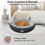 Heated Cat Bed for Indoor Cats, Round Indoor Heated Pet Bed with Timer & Temp Adjustable, 19" Donut Cat Heated Bed Cozy Electric Pet Heating Pad with Chew Resistant Cord for Kitten Cat. - Image 7
