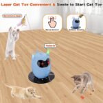 Laser Cat Toy, Interactive Cat Toy with 360° Random Rotating Red Bot Cat Toy, Multifunctional 2 in1 Adjustable Speed, Rechargeable with Feather Wand Toy for Cat Dog Indoor (Blue) - Image 5